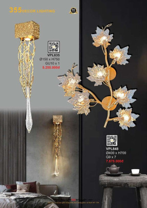 Đèn vách tường pha lê 355 Decor VPL835, VPL848
