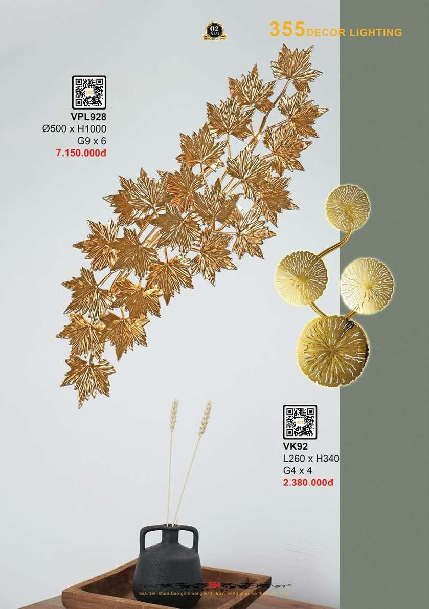 Đèn vách tường 355 Decor VK92, VPL928