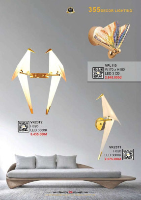 Đèn vách tường 355 Decor VK23T1, VK23T2, VPL110