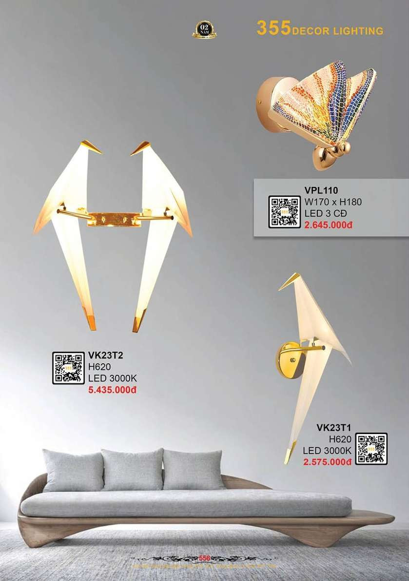 Đèn vách tường 355 Decor VK23T1, VK23T2, VPL110