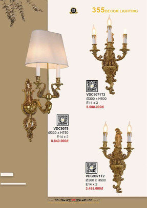 Đèn vách tường 355 Decor VDC9071T2, VDC9071T2, VDC9075