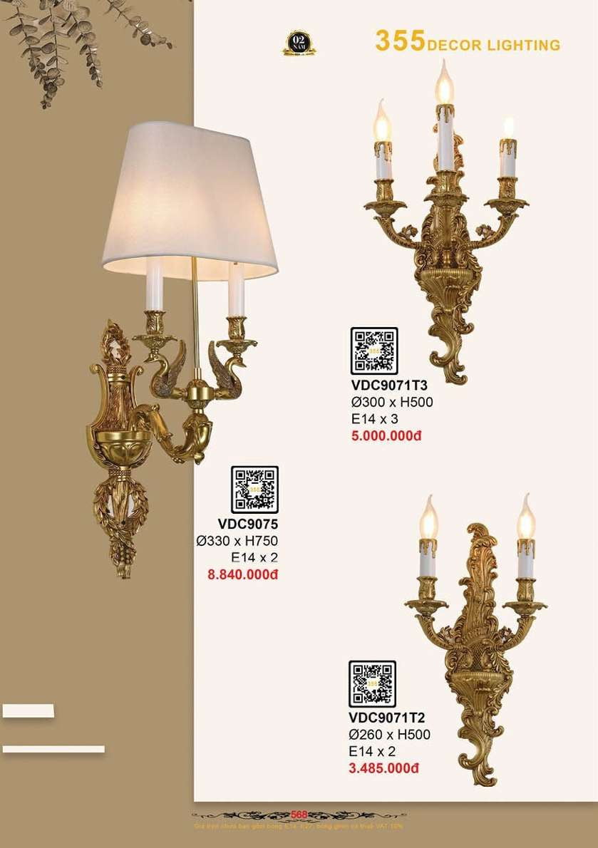 Đèn vách tường 355 Decor VDC9071T2, VDC9071T2, VDC9075