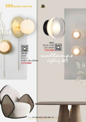 Đèn vách tường 355 Decor VK27, VK134