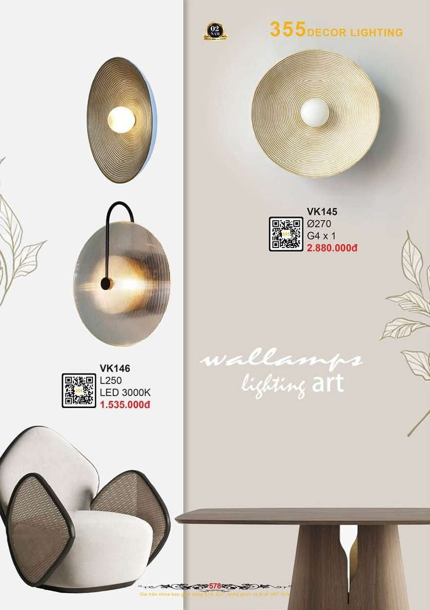Đèn vách tường 355 Decor VK145, VK146