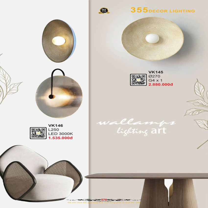 Đèn vách tường 355 Decor VK145, VK146