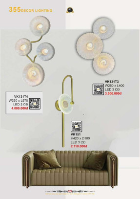 Đèn vách tường 355 Decor VK151, VK131T3, VK131T4