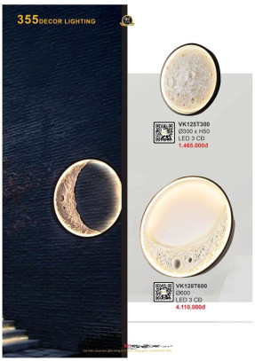 Đèn vách tường hình mặt trăng 355 Decor VK125T300, VK128T600