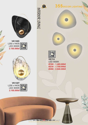 Đèn vách tường 355 Decor VK114, VK130D, VK130T