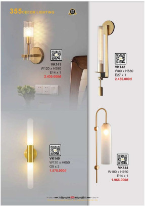 Đèn vách tường 355 Decor VK140, VK141, VK142, VK144