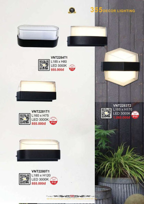 Đèn vách nghệ thuật 355 Decor VNT2284T1, VNT2281T1, VNT2280T1, VNT2283T2