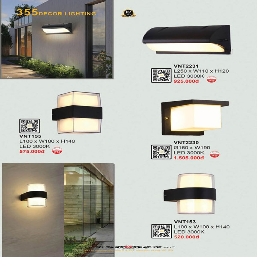 Đèn vách nghệ thuật 355 Decor VNT153, VNT2230, VNT2231, VNT155