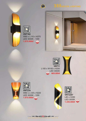 Đèn vách nghệ thuật 355 Decor VNT11, VNT2287, VNT162, VNT234
