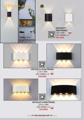 Đèn vách nghệ thuật 355 Decor VNT2222T1, VNT2222T3, VNT2222T4