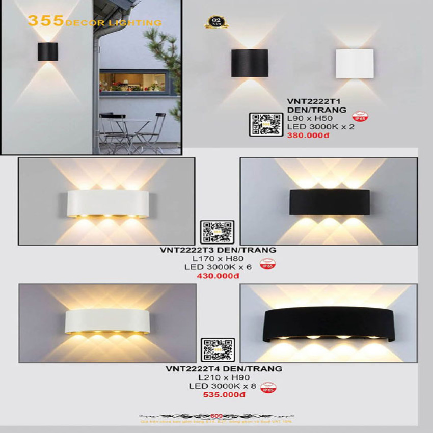 Đèn vách nghệ thuật 355 Decor VNT2222T1, VNT2222T3, VNT2222T4