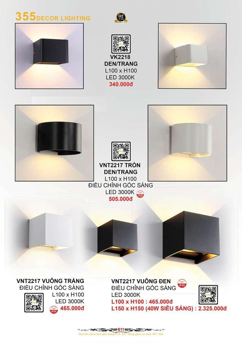 Đèn vách nghệ thuật 355 Decor VNT2217, VK2218
