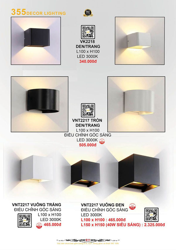 Đèn vách nghệ thuật 355 Decor VNT2217, VK2218