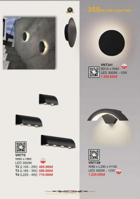 Đèn vách nghệ thuật 355 Decor VNT70, VNT159, VNT341