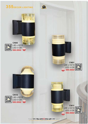 Đèn vách chống nước, chống nổ 355 Decor CN01, CN05, CN10, CN11