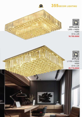 Đèn ốp trần pha lê 355 Decor OTPL44CN, OTPL32