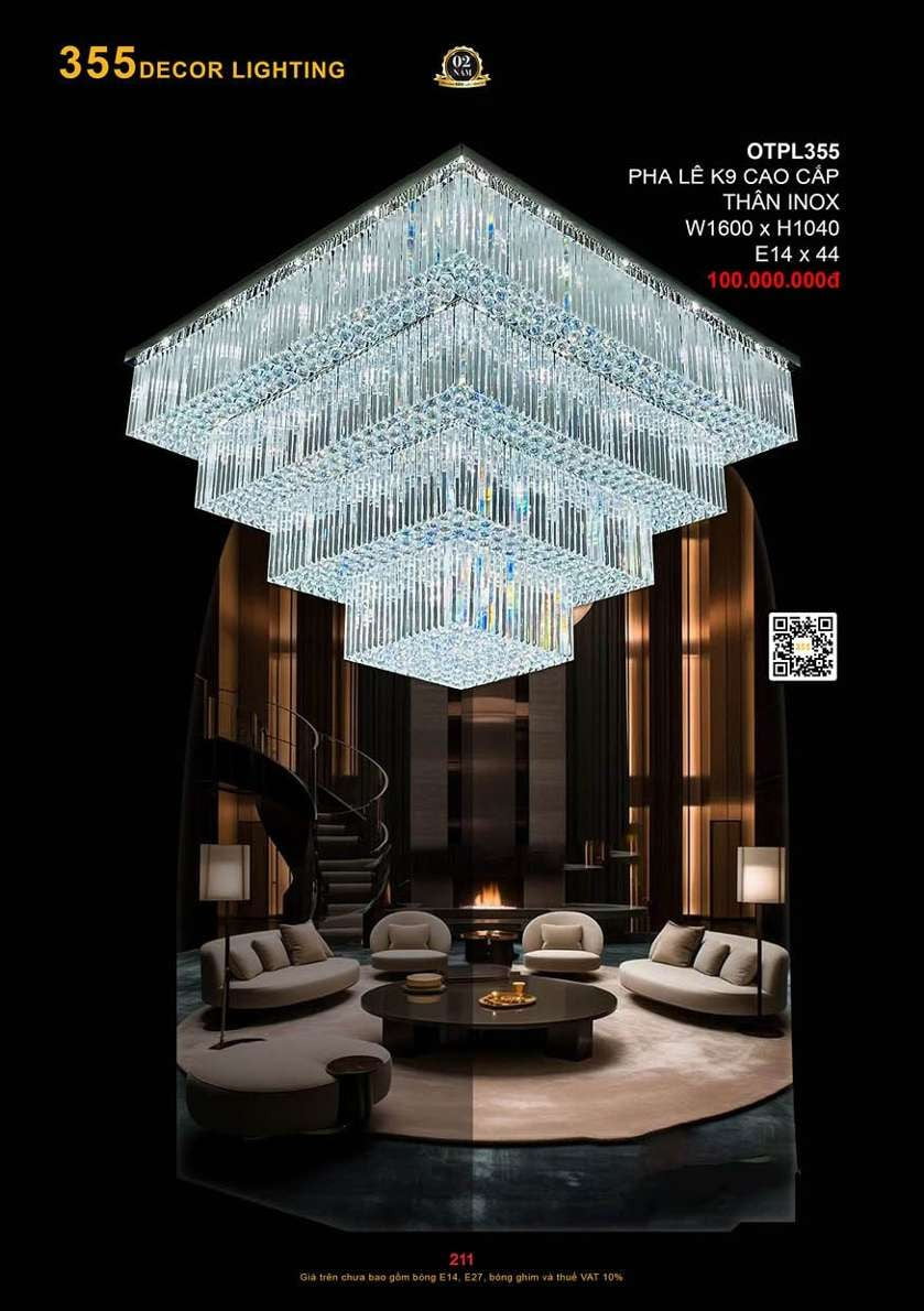 Đèn ốp trần pha lê 355 Decor OTPL355