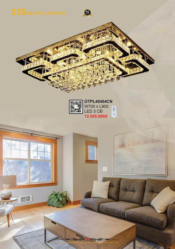 Đèn ốp trần pha lê 355 Decor OTPL40404CN