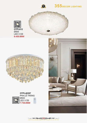Đèn ốp trần pha lê 355 Decor OTPL612, OTPL40397