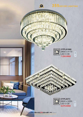 Đèn ốp trần pha lê 355 Decor OTPL6373, OTPL81068