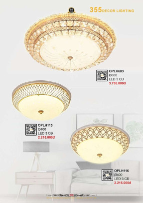 Đèn ốp trần 355 Decor OPLH116, OPLH115, OPLH603