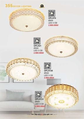 Đèn ốp trần 355 Decor OPLH70, OPLH21, OPLH130, OPLH131