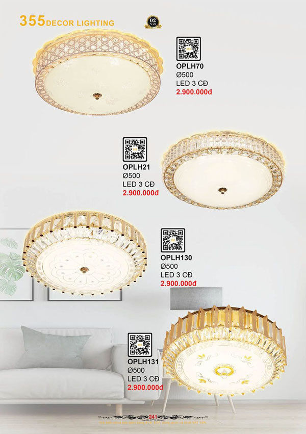 Đèn ốp trần 355 Decor OPLH70, OPLH21, OPLH130, OPLH131
