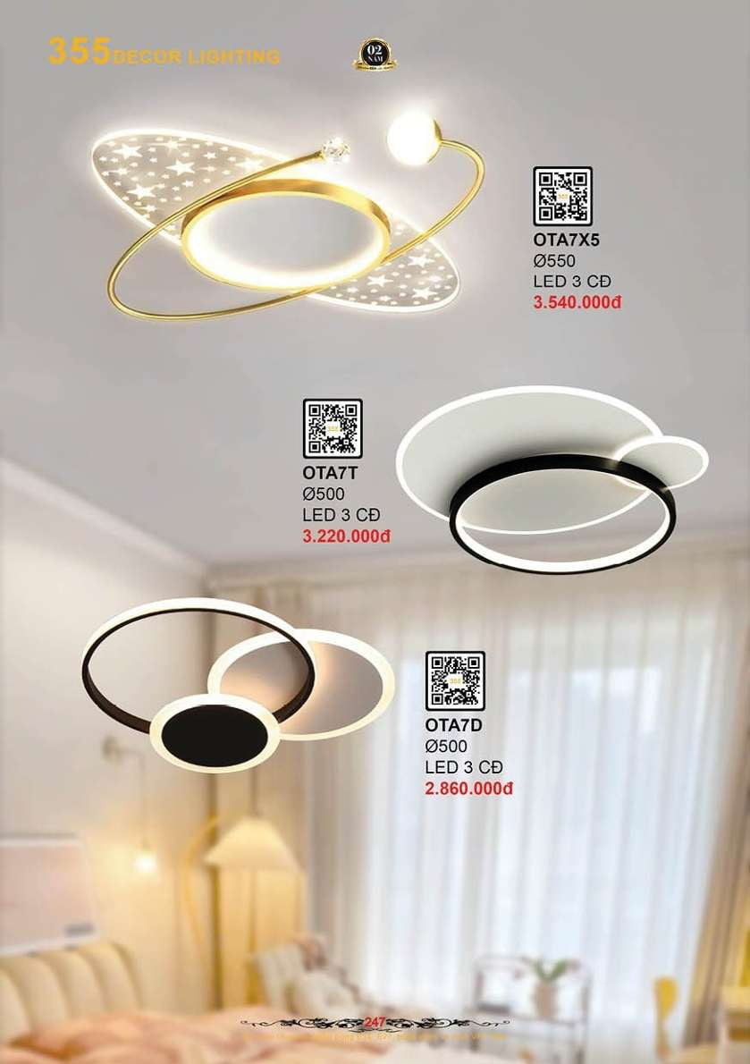 Đèn ốp trần 355 Decor OTA7D, OTA7T, OTA7X5