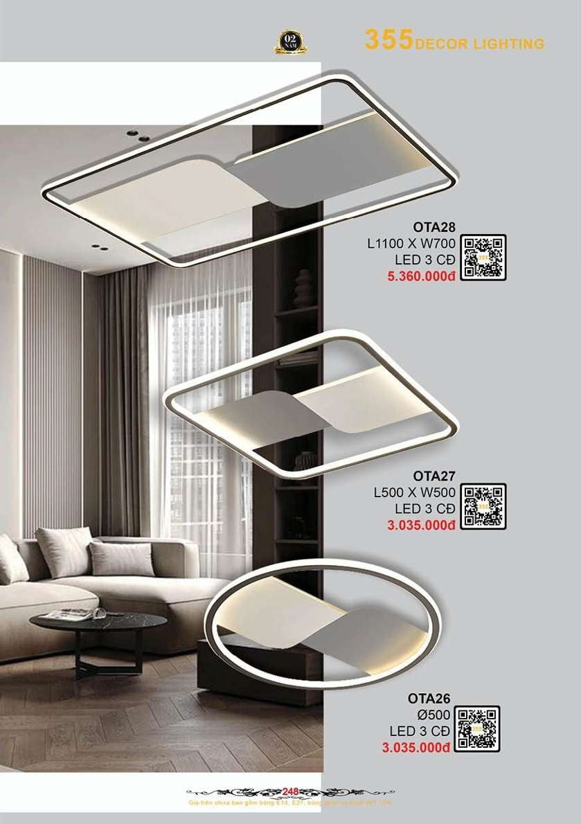 Đèn ốp trần 355 Decor OTA26, OTA27, OTA28