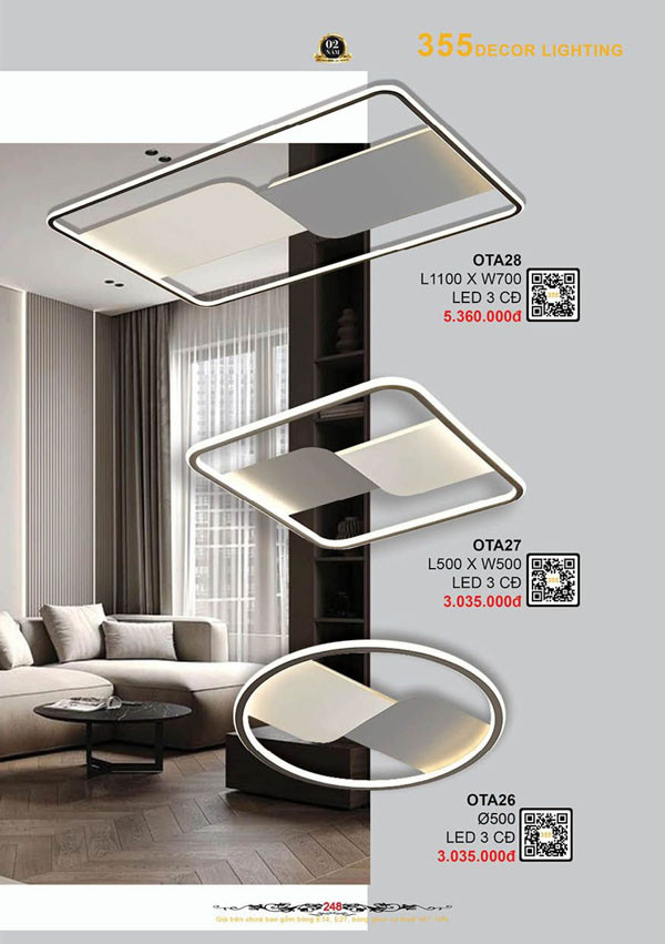 Đèn ốp trần 355 Decor OTA26, OTA27, OTA28
