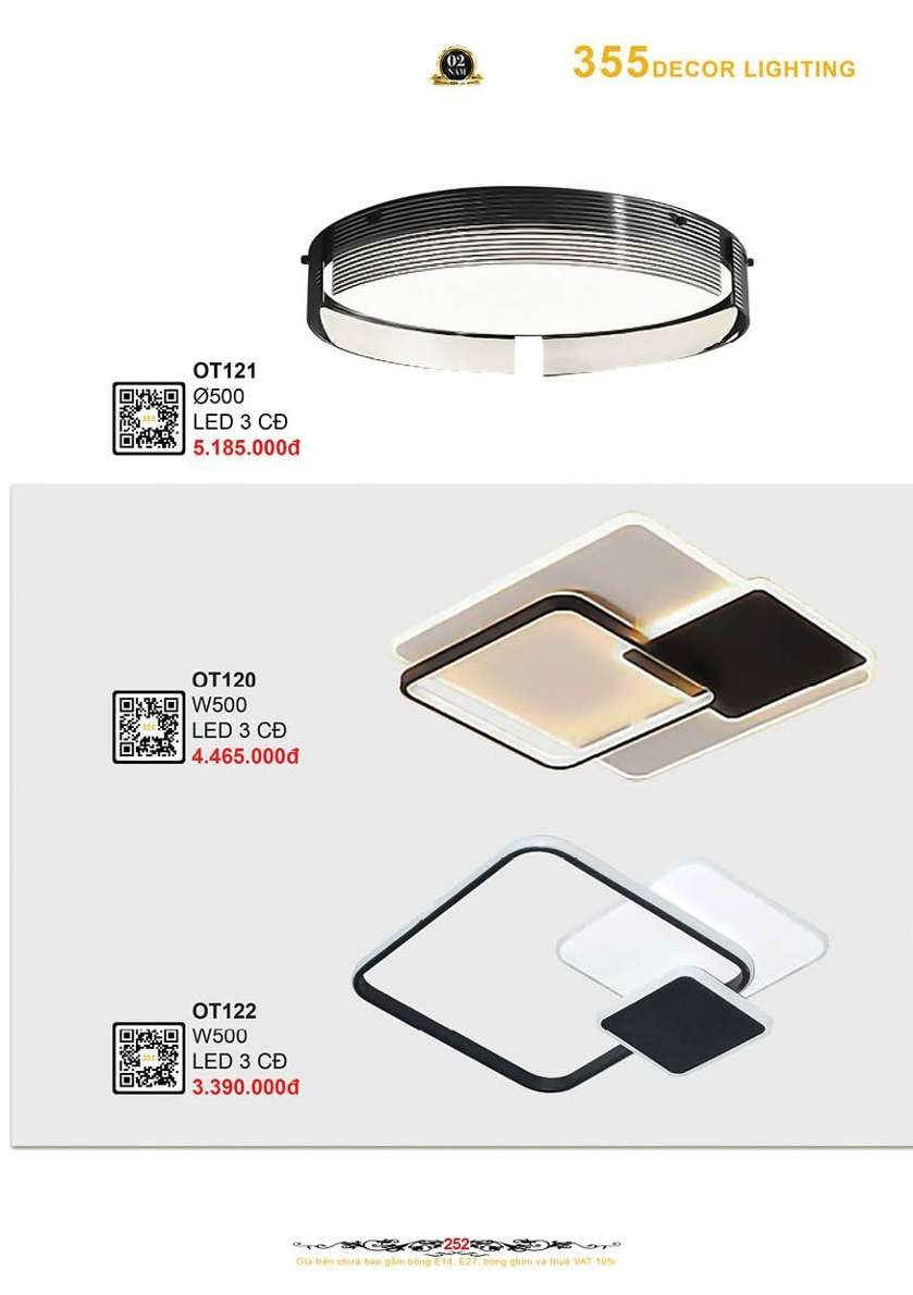 Đèn ốp trần 355 Decor OTA120, OTA121, OTA122