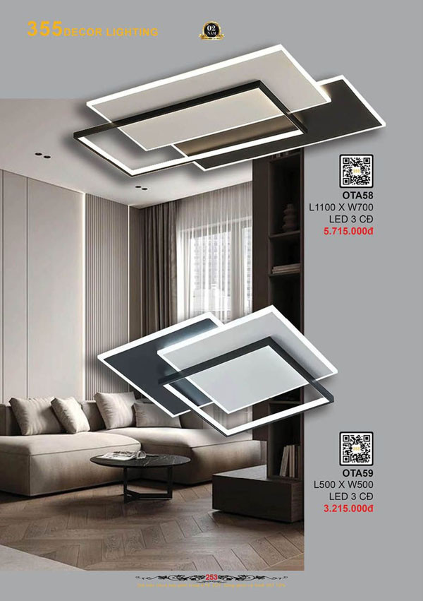 Đèn ốp trần 355 Decor OTA58, OTA59