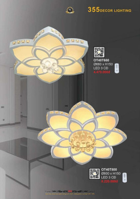 Đèn ốp trần 355 Decor OT40T660, OT40T800