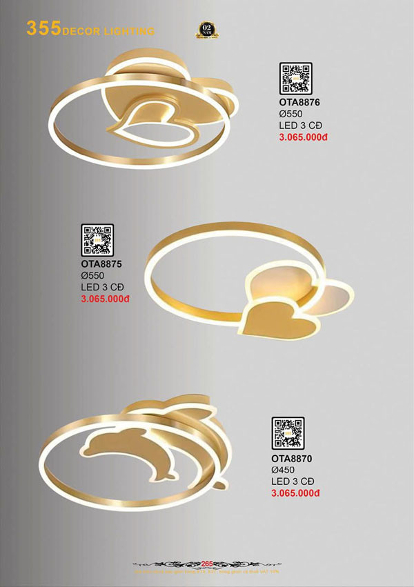 Đèn ốp trần 355 Decor OTA8876, OTA8875, OTA8870