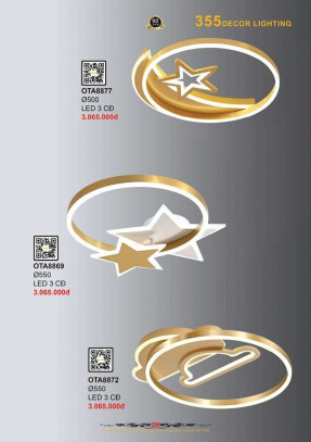 Đèn ốp trần 355 Decor OTA8877, OTA8869, OTA8872