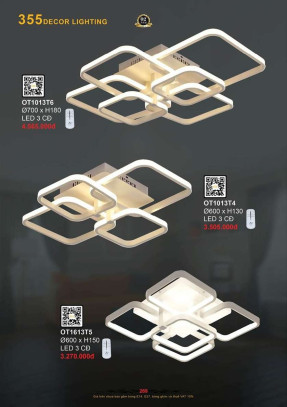 Đèn ốp trần 355 Decor OT1613T5, OT1013T4, OT1013T6