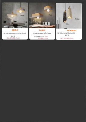 Đèn đá mài, gỗ tự nhiên treo trần KOMI-X, KAMI-X, THE ROCK 2