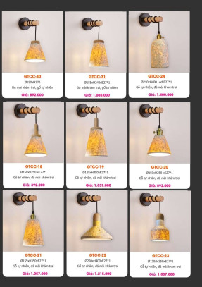 Đèn đá mài khảm trai, gỗ tự nhiên gắn tường GTCC-18, GTCC-19, GTCC-20, GTCC-21, GTCC-22, GTCC-23, GTCC-24, GTCC-30, GTCC-31