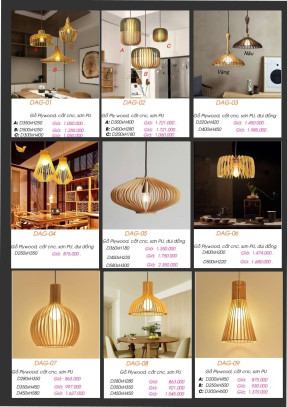 Đèn gỗ thả trần DAG-01, DAG-02, DAG-03, DAG-04, DAG-05, DAG-06, DAG-07, DAG-08, DAG-09