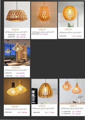 Đèn gỗ thả trần DAG-42, DAG-43, DAG-44A, DAG-45, DAG-46, DAG-47, DAG-48