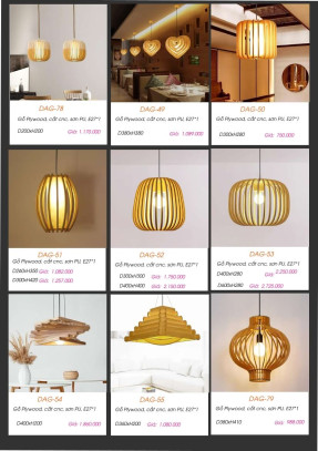 Đèn gỗ thả trần DAG-78, DAG-49, DAG-50, DAG-51, DAG-52, DAG-53, DAG-54, DAG-55, DAG-79