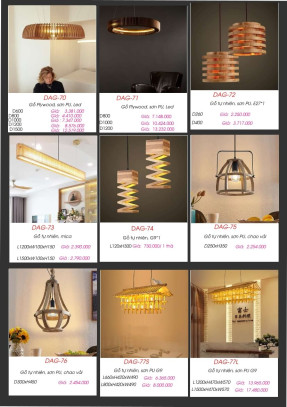 Đèn gỗ thả trần DAG-70, DAG-71, DAG-72, DAG-73, DAG-74, DAG-75, DAG-76, DAG-77S, DAG-77L