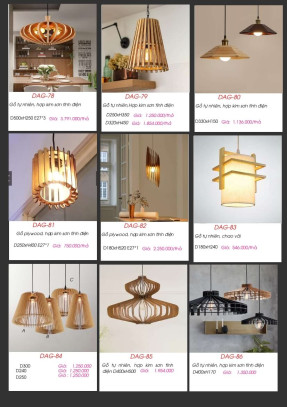 Đèn gỗ thả trần DAG-78, DAG-79, DAG-80, DAG-81, DAG-82, DAG-83, DAG-84, DAG-85, DAG-86