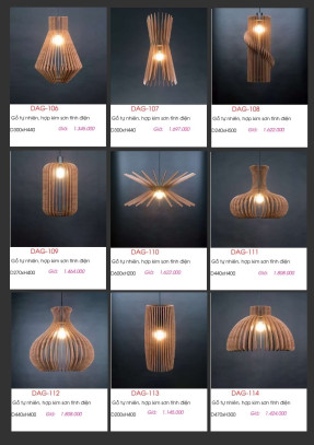 Đèn gỗ thả trần DAG-106, DAG-107, DAG-108, DAG-109, DAG-110, DAG-111, DAG-112, DAG-113, DAG-114