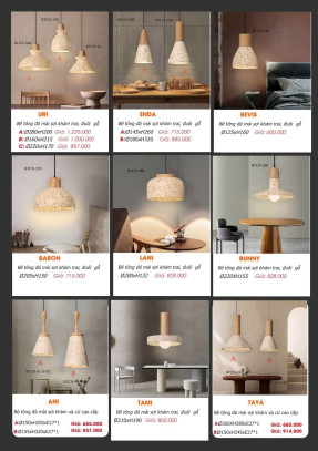 Đèn bê tông đá mài sợi khảm trai treo trần URI, ENDA, BEVIS, BARON, LANI, BUNNY, ANI, TAMI, TAYA