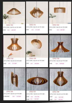 Đèn gỗ thả trần DAG-150, DAG-151, DAG-152, DAG-153, DAG-154, DAG-155, DAG-156, DAG-157, DAG-158