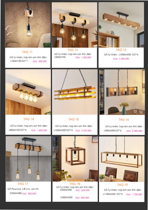 Đèn thả gỗ tự nhiên TAG 11, TAG 12, TAG 13, TAG 14, TAG 15, TAG 16, TAG 17, TAG 18, TAG 19